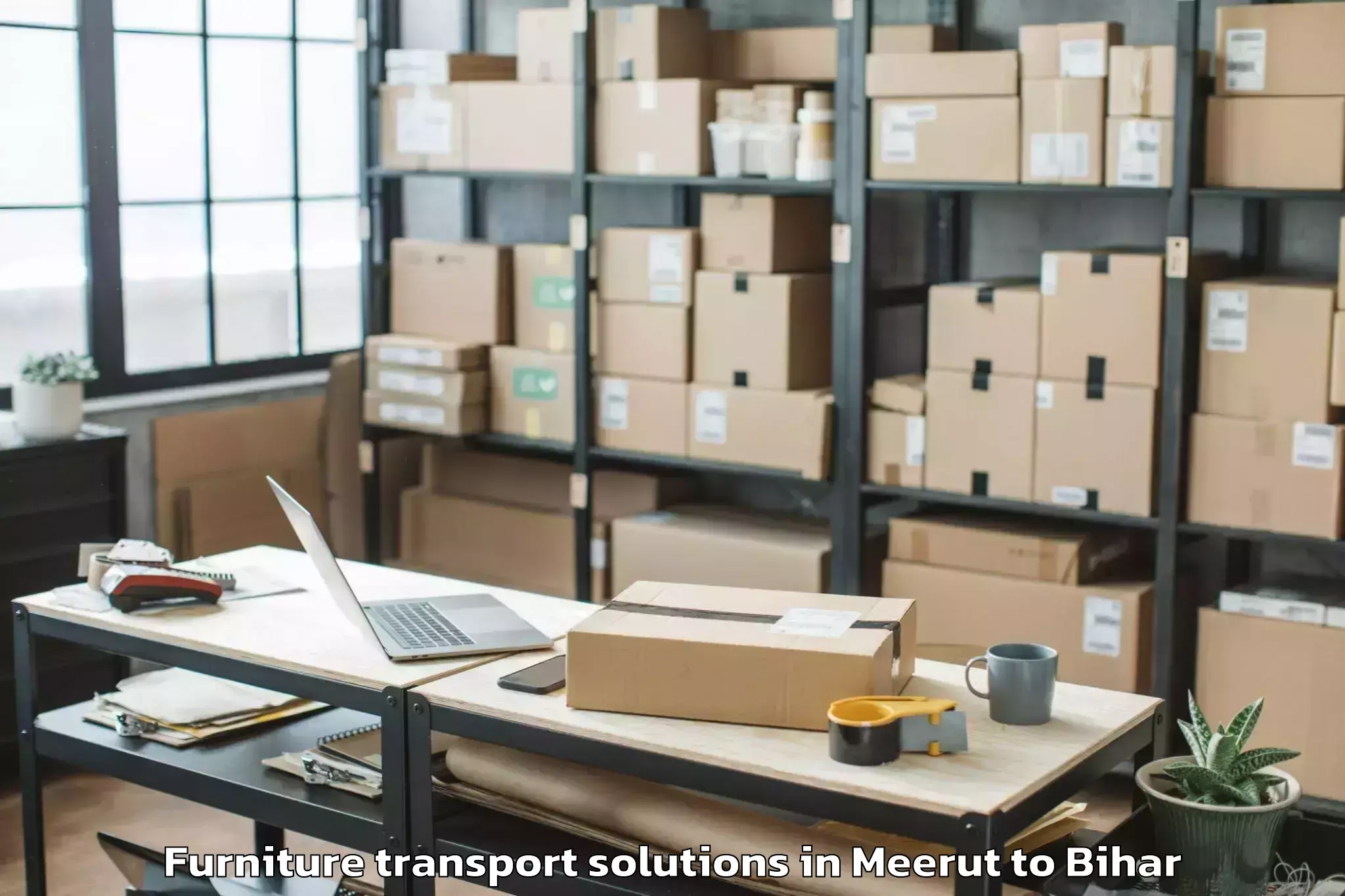 Trusted Meerut to Lauriya Furniture Transport Solutions